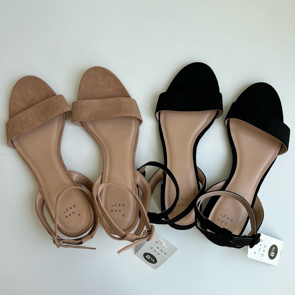 NWT Bundle of a new day Black and Tan Baby Heel Flats